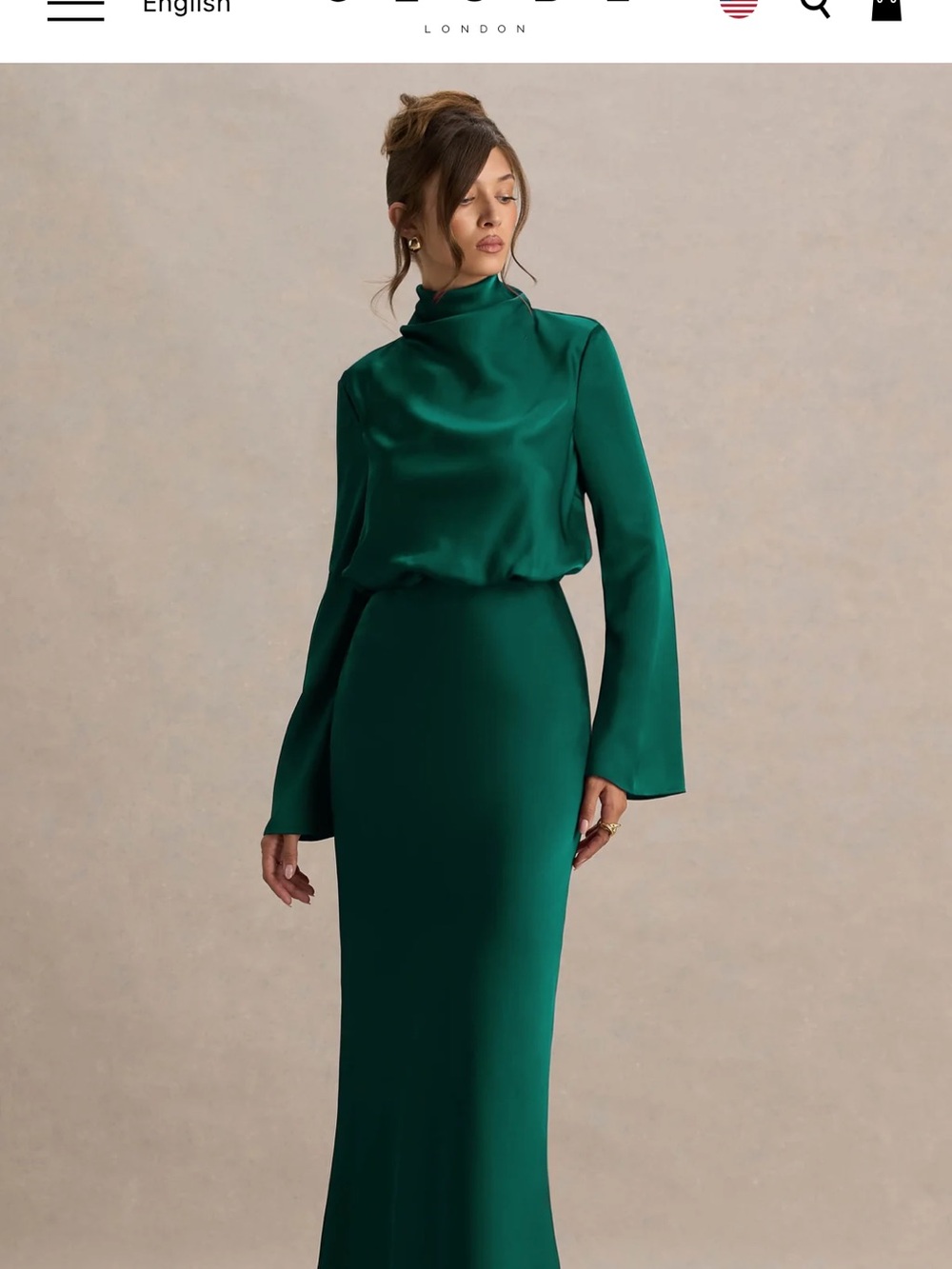 Emerald High-Neck Satin Gown